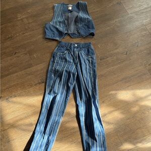 Rockies Striped Denim High-Waisted Pants and Vest